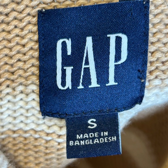 GAP Tan and White Striped Turtleneck Sweater Oversized Size S - Picture 7 of 8
